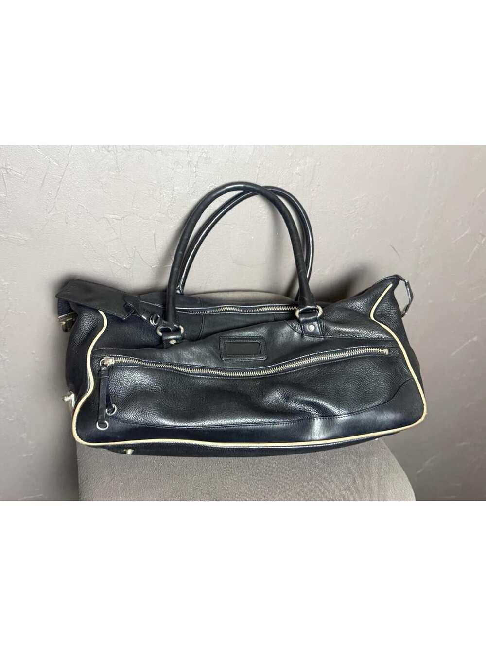 1990's Black Leather Bowling Bag by DKNY Large Doctors Shoulder Bag - Picture 4 of 15